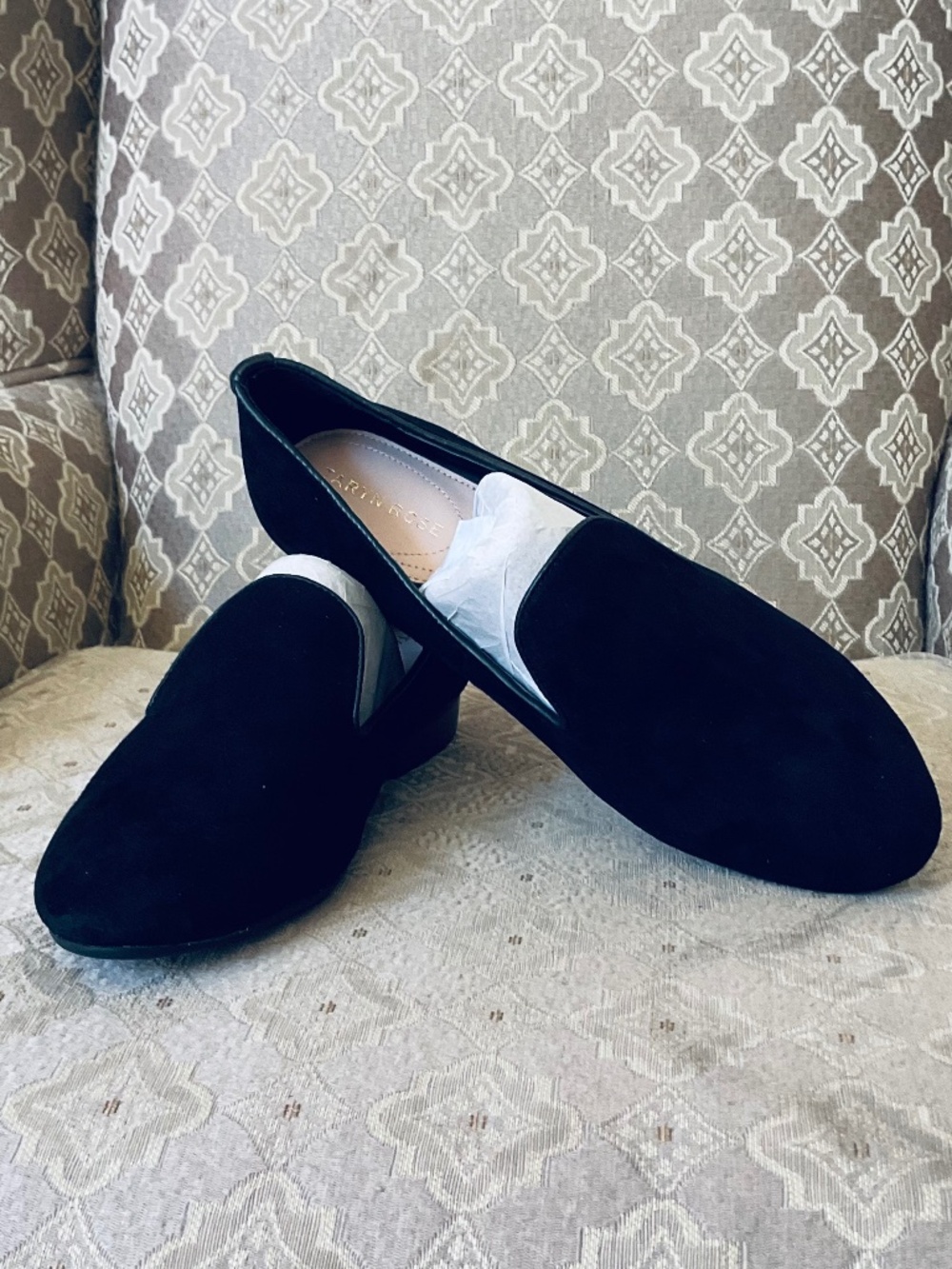 Taryn Rose Faye Black Suede Flat Loafers - Size 9 NEW